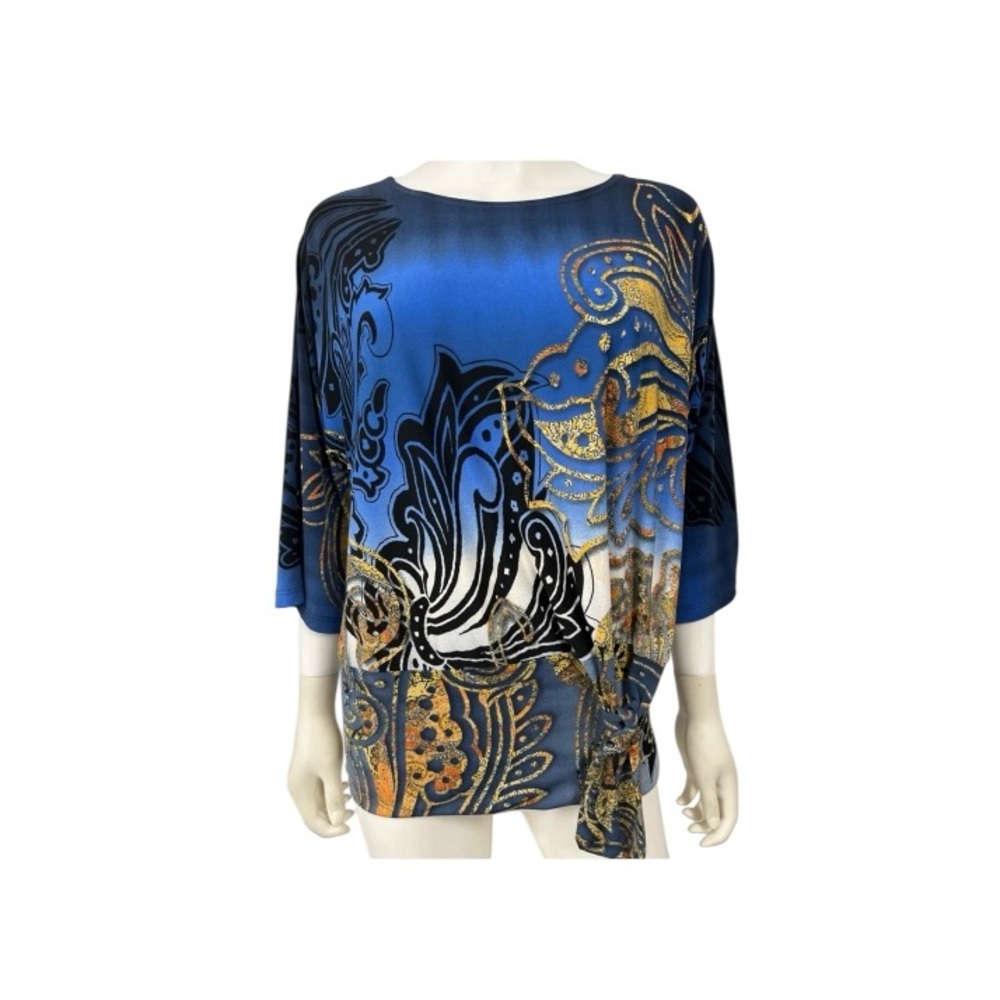 Blue and Gold Patterned Women's Top